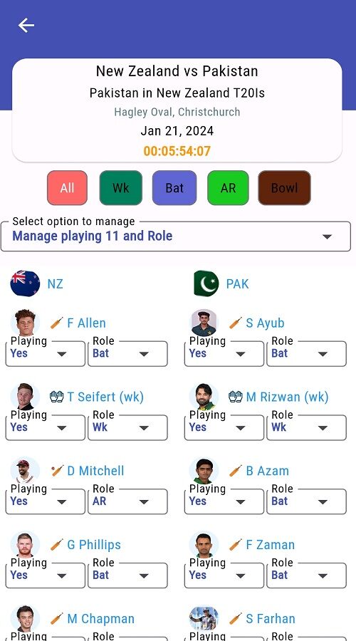Impact player management